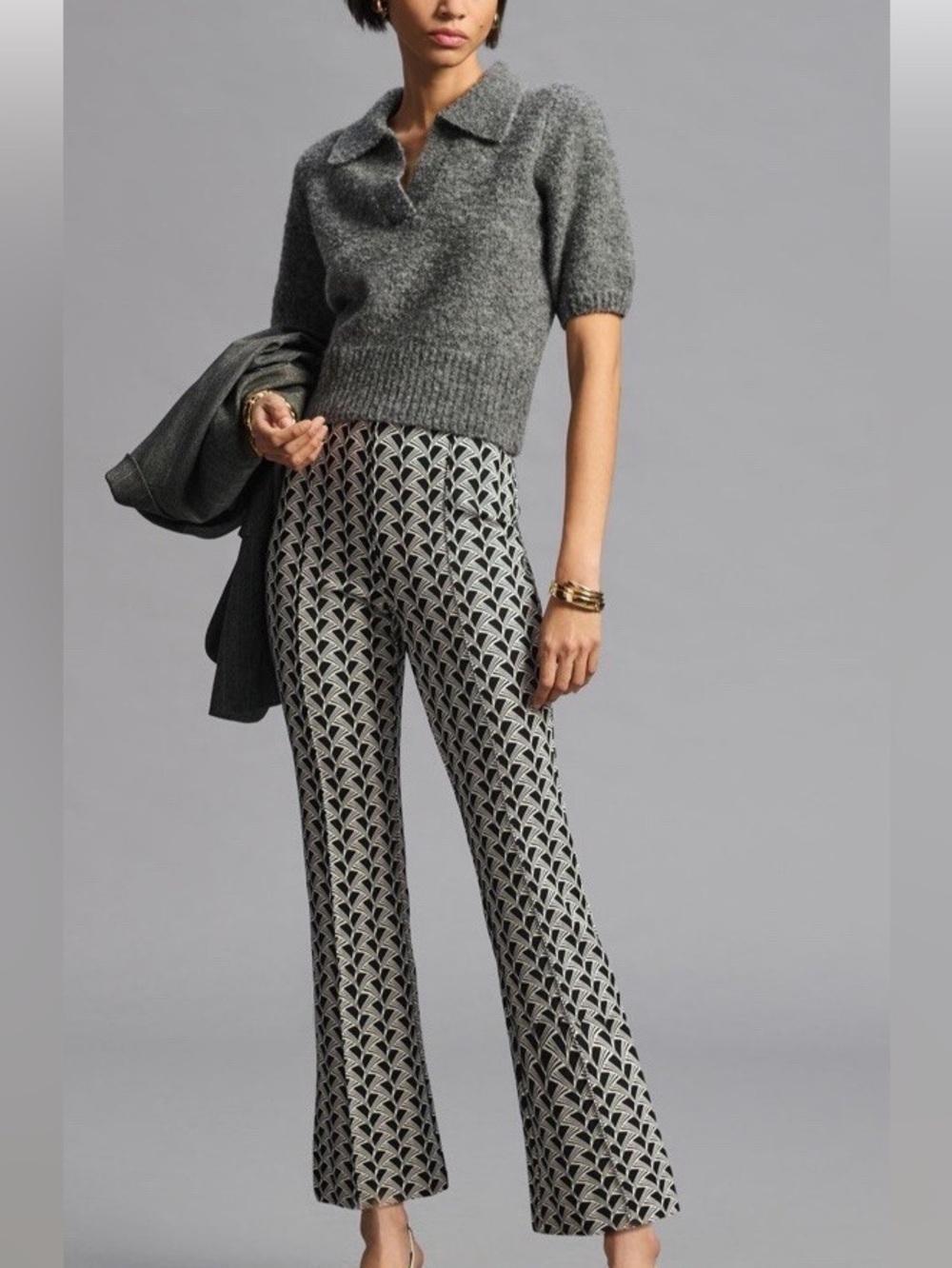 Maeve The Margot Printed Kick Flare Cropped Pants Ankle Stretch Anthropologie